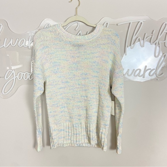 New! Something navy Rainbow pastel crewneck sweater 13993 - Picture 4 of 9